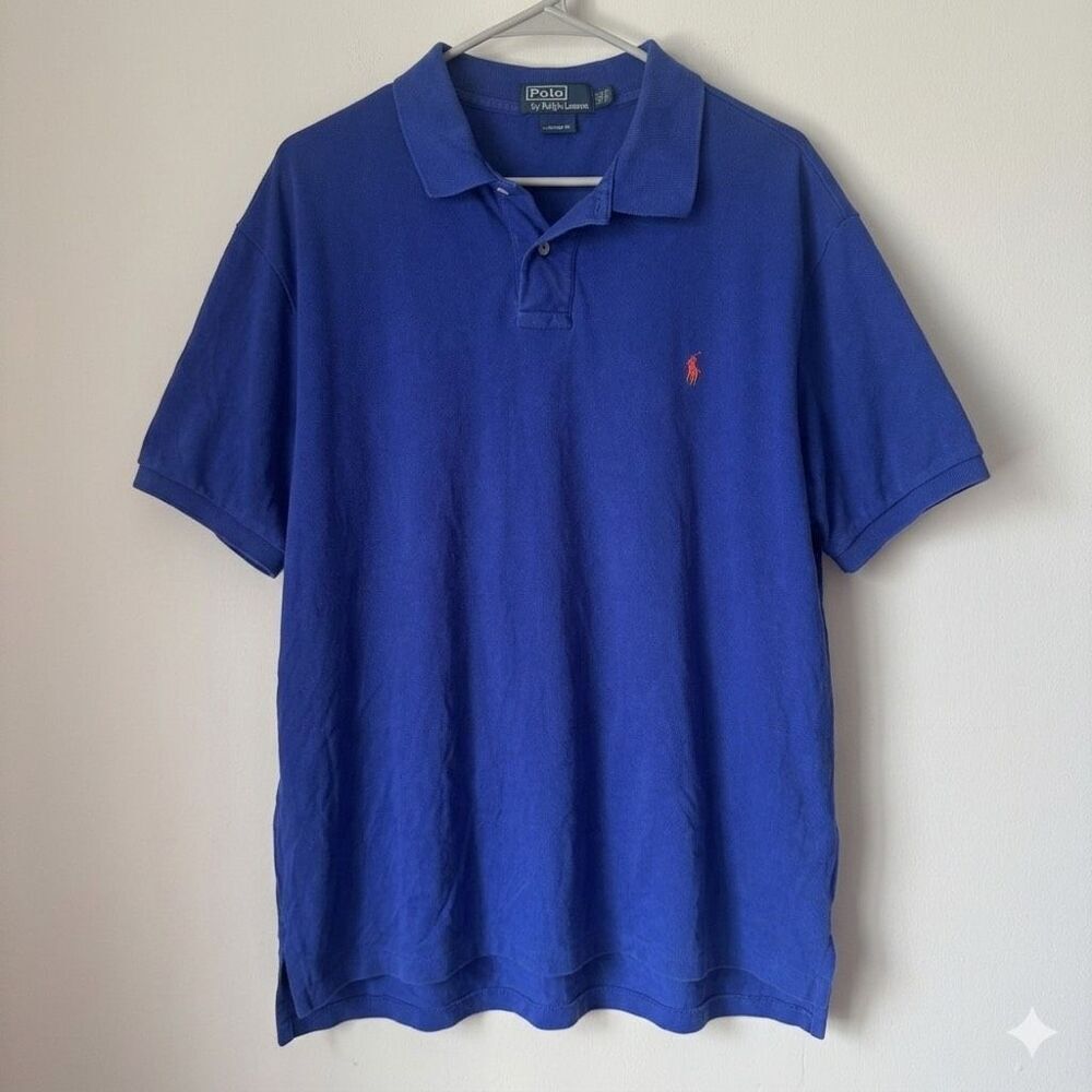 Polo Ralph Lauren Classic Fit Polo Short Sleeve Shirt Orange Pony XXL Blue